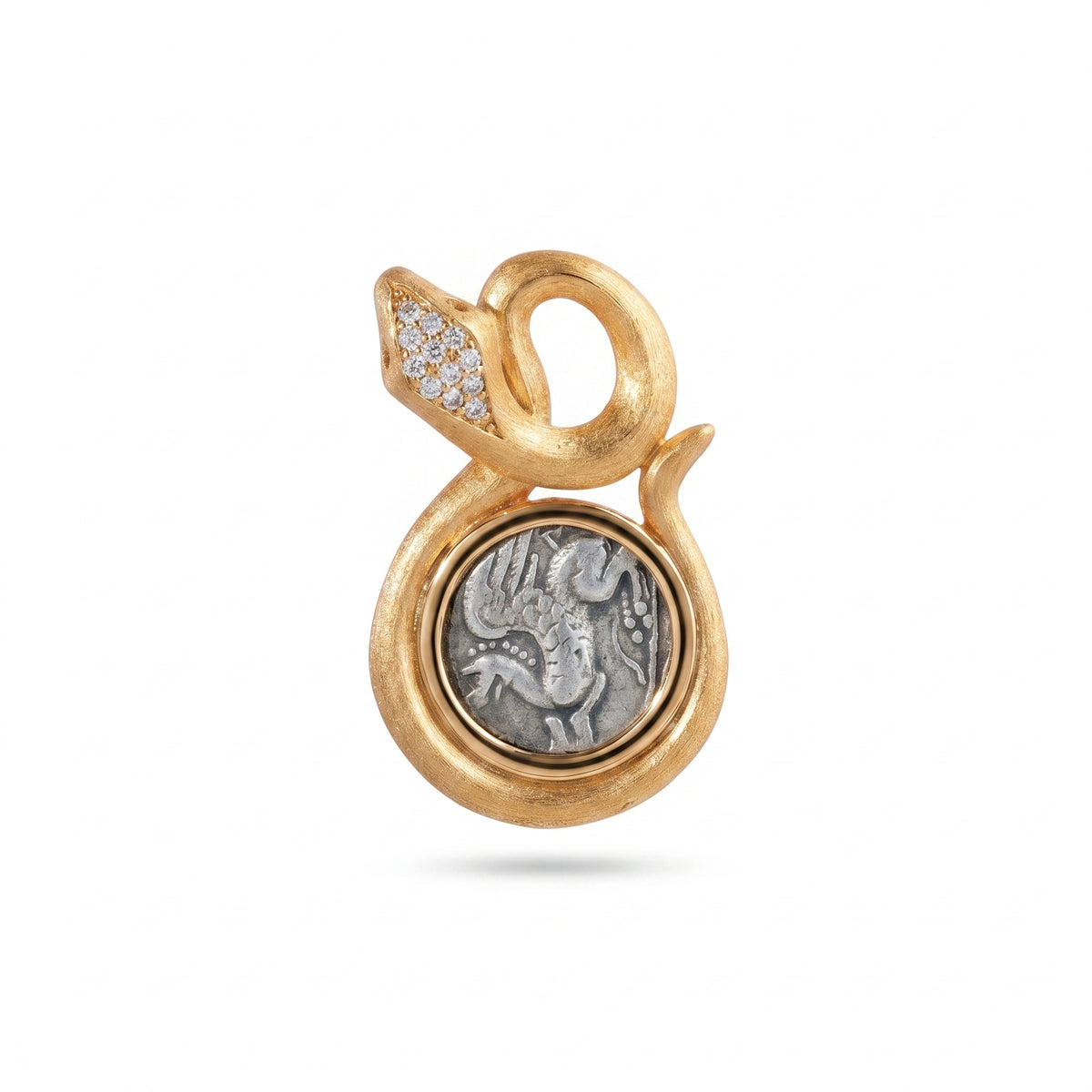 925 Silver Plated 18K Gold Italian Pegasus Brooch