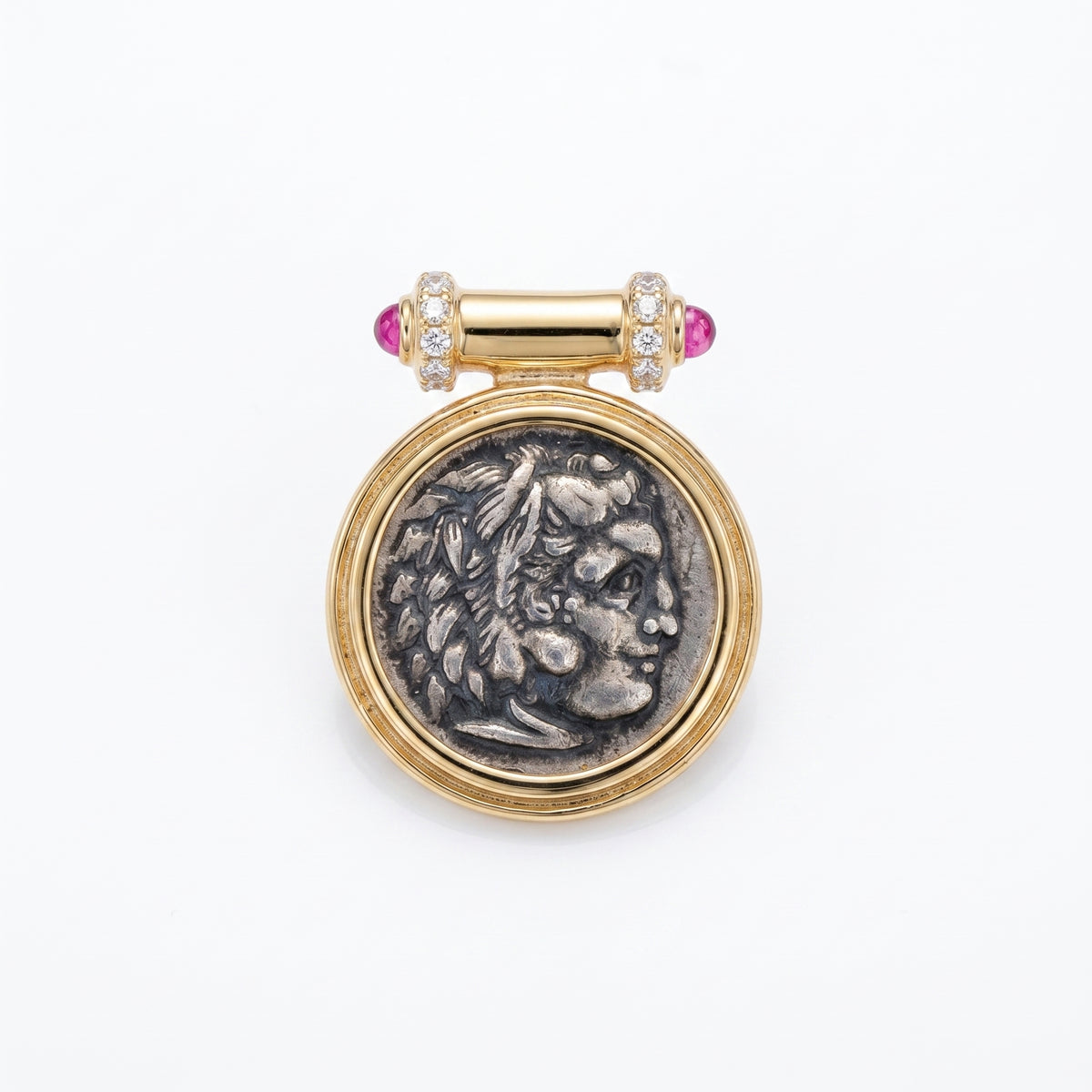 925 Silver Plated 18K Gold Italian Hercules Ancient Coin Earrings