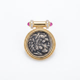 925 Silver Plated 18K Gold Italian Hercules Ancient Coin Earrings