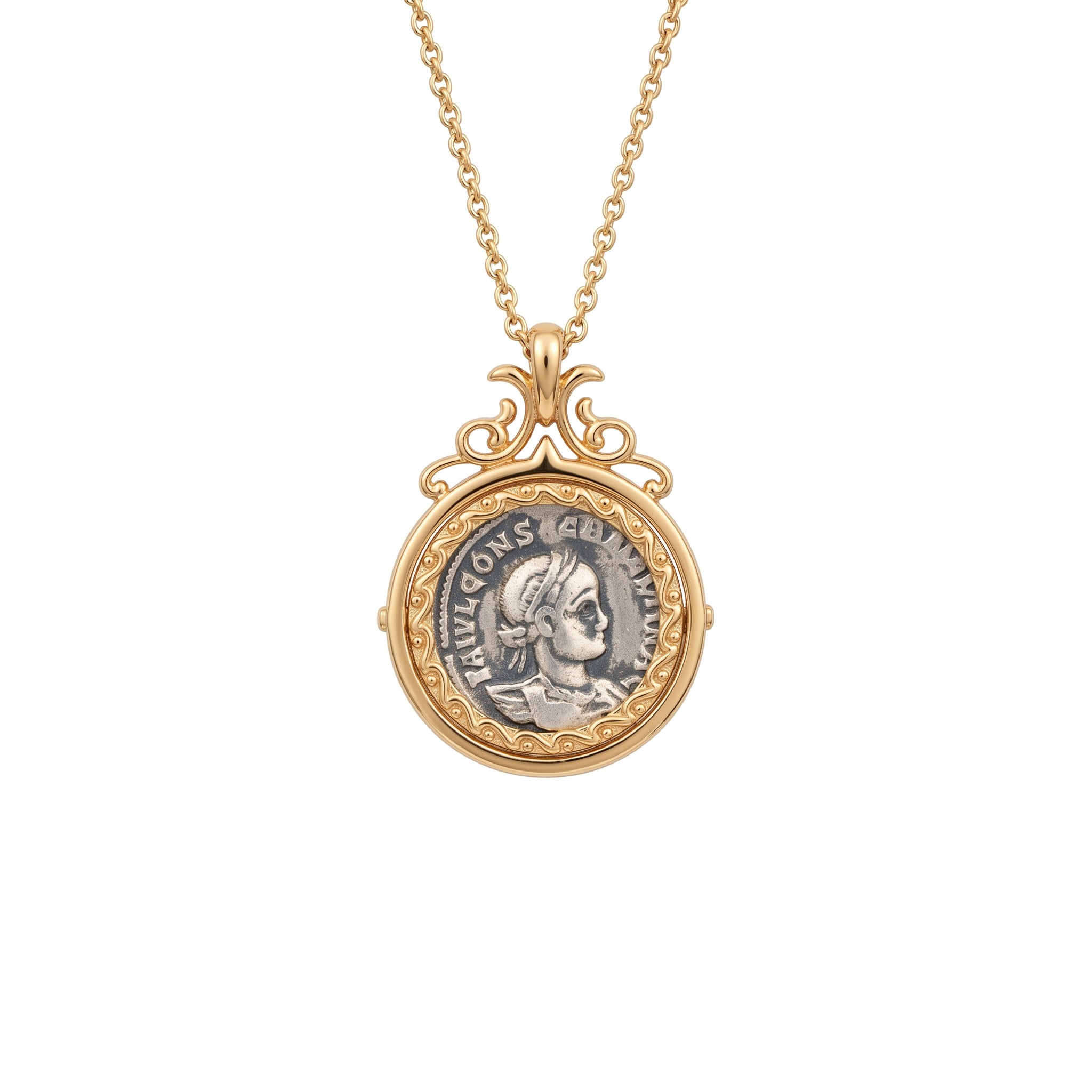 925 Silver Plated 18K Gold Italian Iris Rotating Pendant Necklace