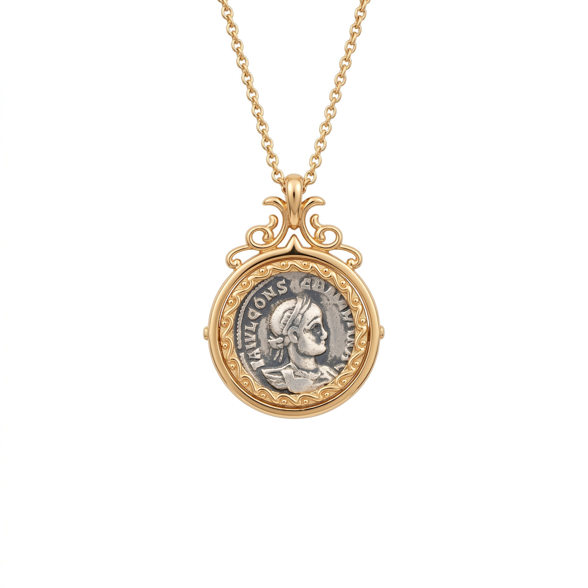 925 Silver Plated 18K Gold Italian Iris Rotating Pendant Necklace