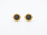 925 Silver Plated 18K Gold Italian Amazon Warrior Brushed Stud Earrings