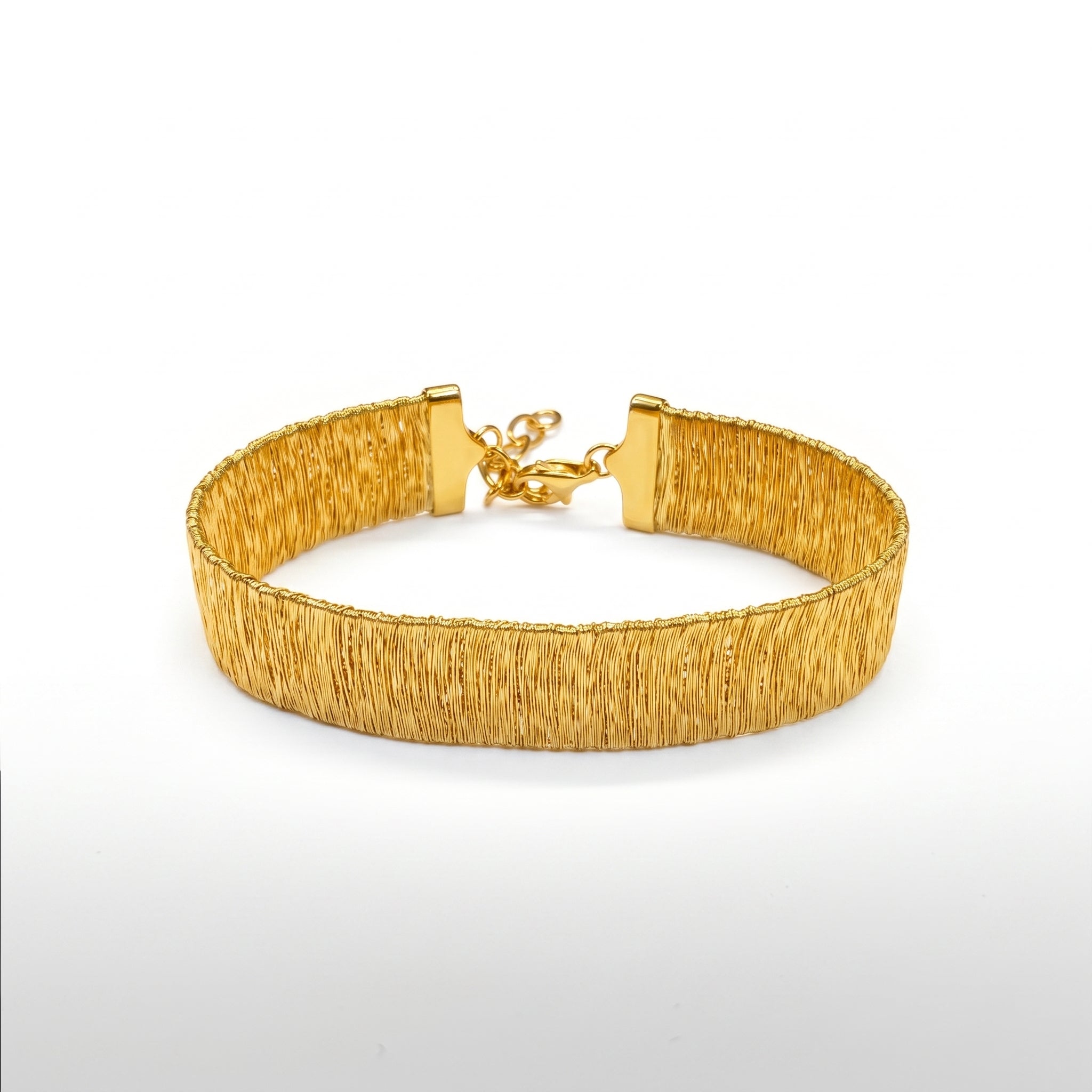 925 Silver Plated 18K Gold Italian Verona Texture Bracelet