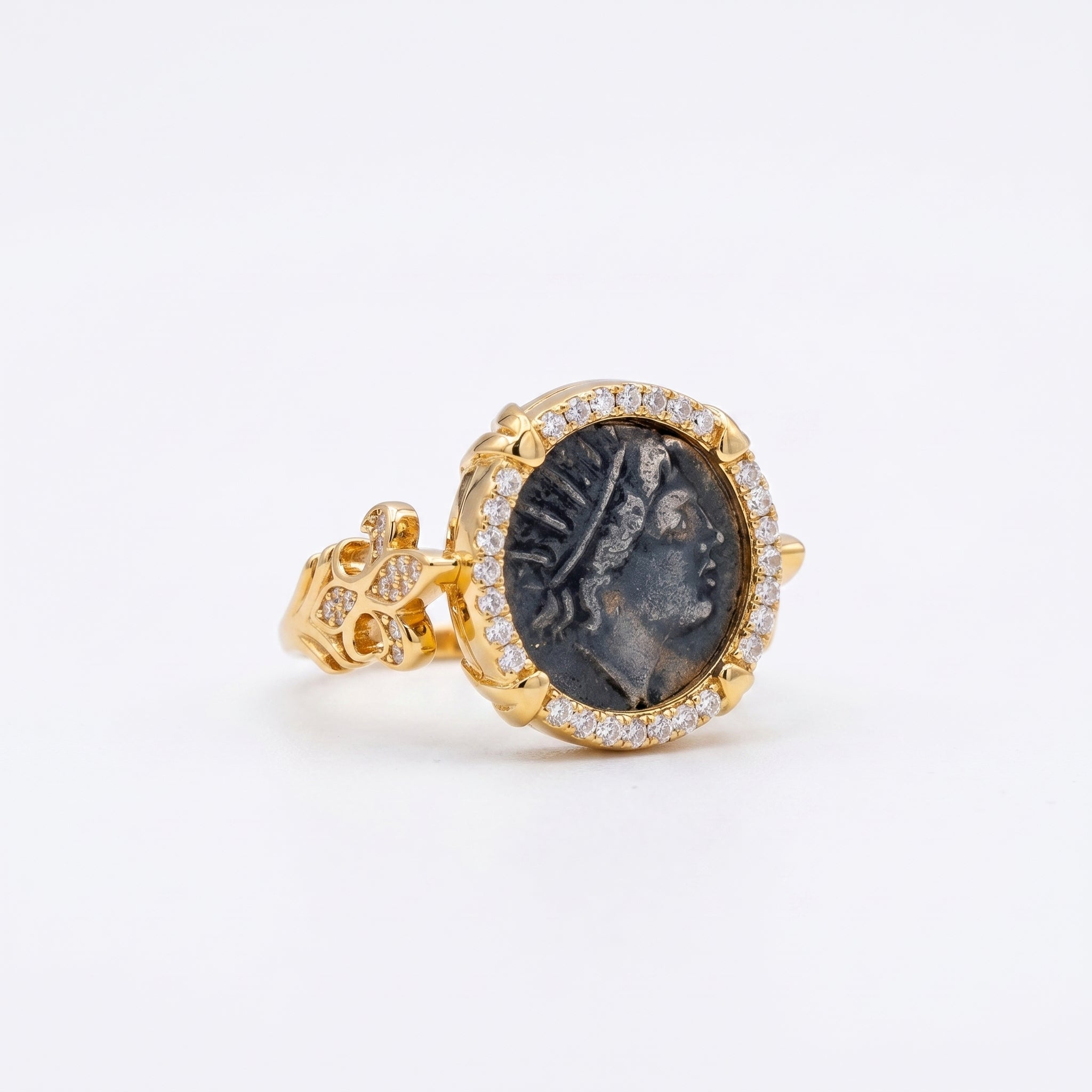 925 Silver Plated 18K Gold Italian Double-Sided Apollo Ring