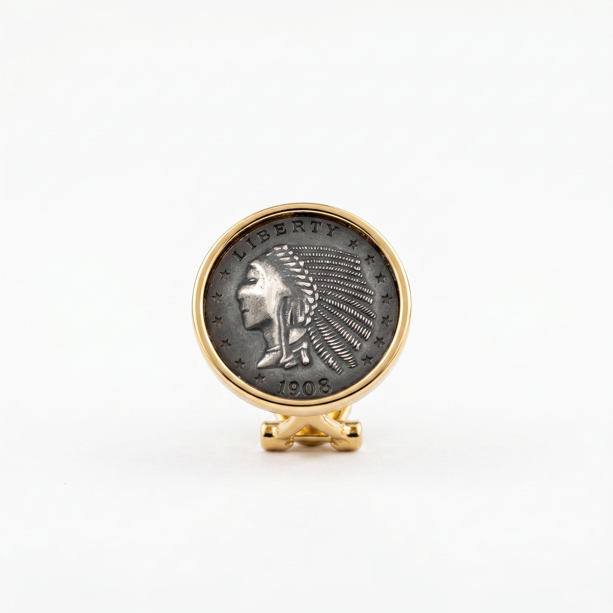 925 Silver Plated 18K Gold Italian Indian Vintage Coin Ear Cuffs