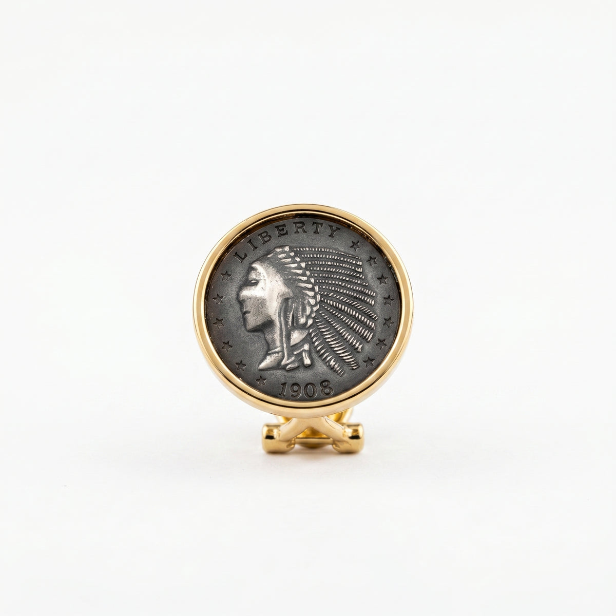 925 Silver Plated 18K Gold Italian Indian Vintage Coin Ear Cuffs