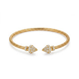 925 Silver-Plated 18K Gold Italian Snake Bone Texture Cone-Shaped Zircon Open Bracelet