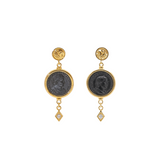 925 Silver Plated 18K Gold Italian Ancient Coin Pendant Earrings