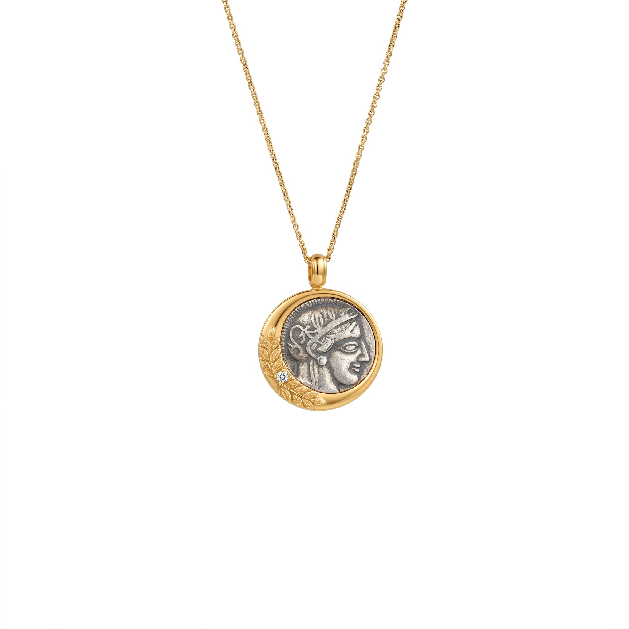 925 Silver Plated 18K Gold Italian Athena Wheat Pendant Necklace