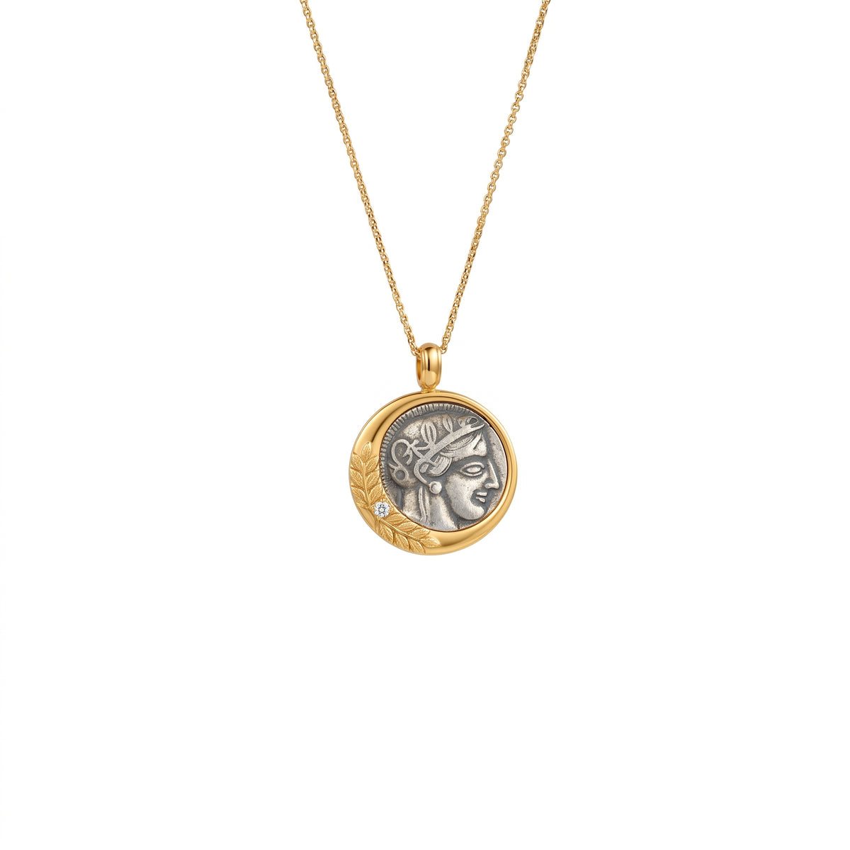 925 Silver Plated 18K Gold Italian Athena Wheat Pendant Necklace