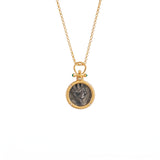 925 Silver Plated 18K Gold Italian Goddess of Fortune Brushed Pendant Necklace