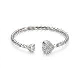 925 Silver Italian Heartline Open Cuff Bracelet