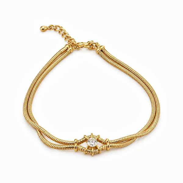 Wholesale sterling silver double row snake chain bracelet