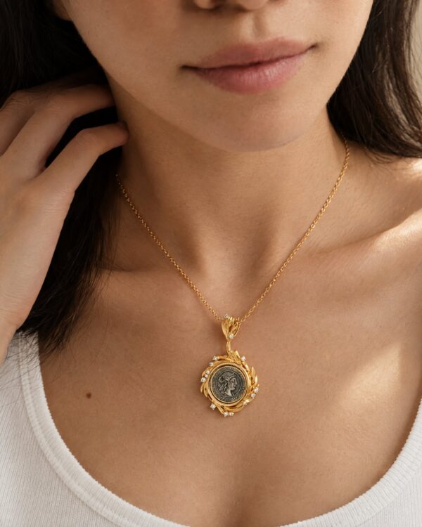 Wholesale 925 Sterling Silver Apollo Coin Wheat Pendant Necklace - Model