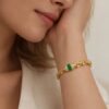 Wholesale 925 Sterling Silver Green Zircon Barrel Link Bracelet Wholesale 925 Sterling Silver Green Zircon Barrel Link Bracelet - Model