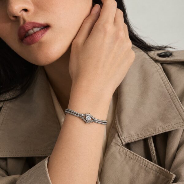 Wholesale 925 Sterling Silver Double Row Snake Chain Bracelet - Model