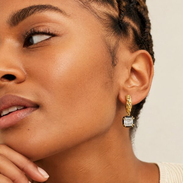 Wholesale 925 Sterling Silver Twist Rope Emerald Cut Ear Cuff - Model
