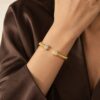Wholesale 925 Sterling Silver Double Stone Open Cuff Bangle - Model