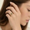 Wholesale 925 Sterling Silver Daisy Emerald Chain Ring - Model