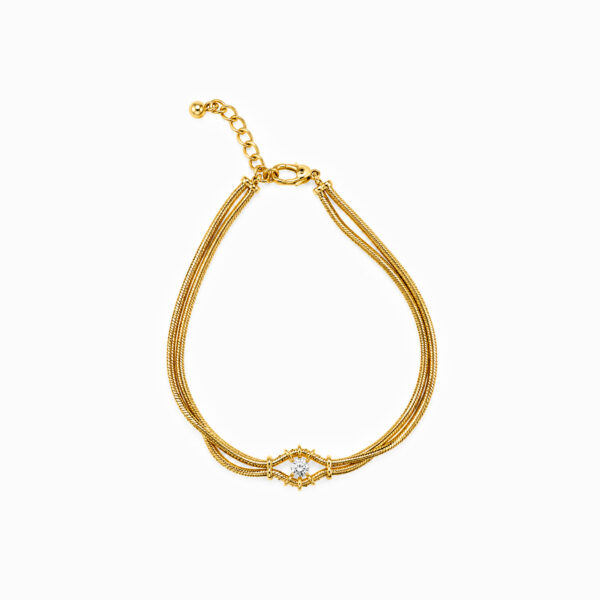 Wholesale 925 Sterling Silver 18K Gold Plated Double Row Snake Chain Bracelet