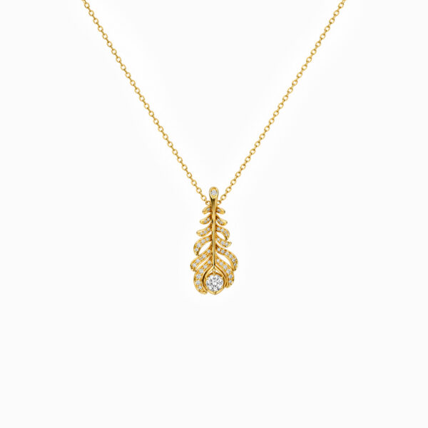Wholesale 925 Sterling Silver 18K Gold Plated Feather Pendant Necklace