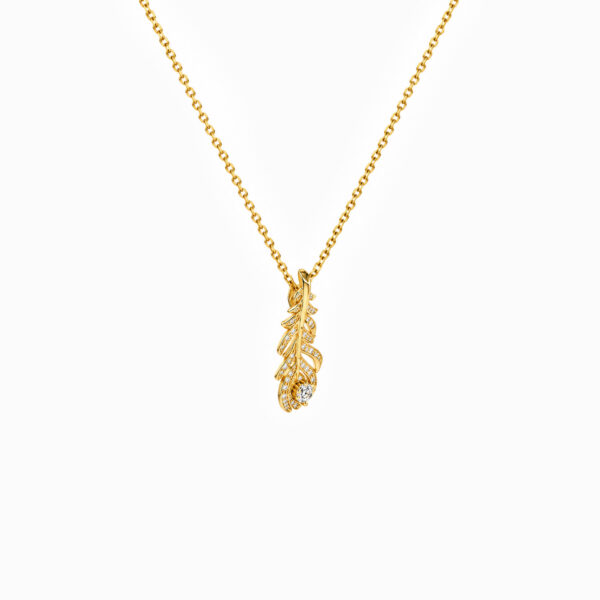 Wholesale 925 Sterling Silver 18K Gold Plated Feather Pendant Necklace