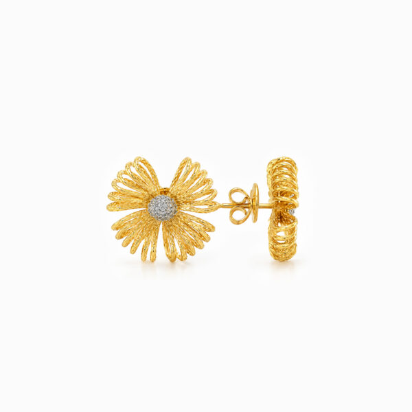 Wholesale 925 Sterling Silver 18K Gold Plated Filigree Flower Stud Earrings