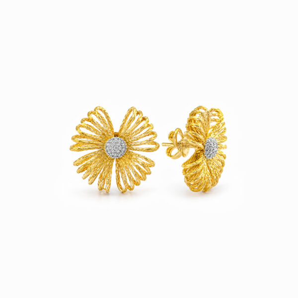 Wholesale 925 Sterling Silver 18K Gold Plated Filigree Flower Stud Earrings