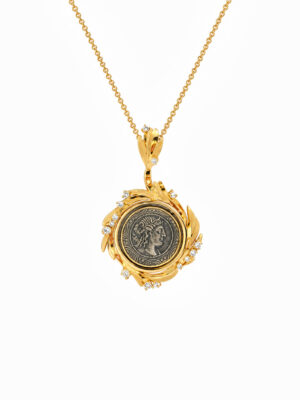 Wholesale 925 Sterling Silver Apollo Coin Wheat Pendant Necklace
