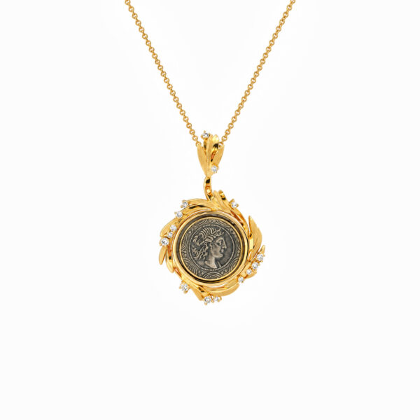 Wholesale 925 Sterling Silver Apollo Coin Wheat Pendant Necklace