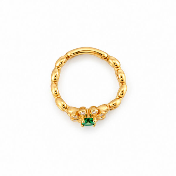 Wholesale 925 Sterling Silver Daisy Emerald Chain Ring