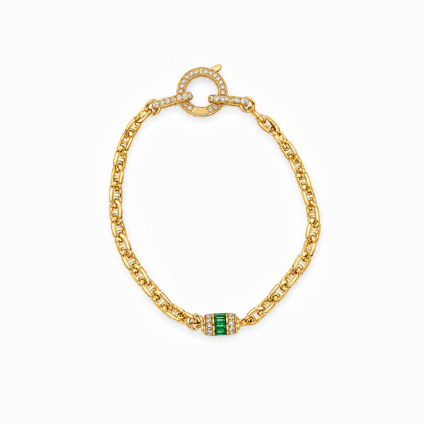 Wholesale 925 Sterling Silver Green Zircon Barrel Link Bracelet Wholesale 925 Sterling Silver Green Zircon Barrel Link Bracelet