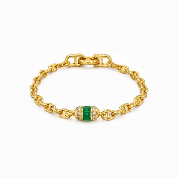 Wholesale 925 Sterling Silver Green Zircon Barrel Link Bracelet Wholesale 925 Sterling Silver Green Zircon Barrel Link Bracelet