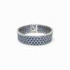 Wholesale 925 Sterling Silver Honeycomb Blue Zircon Wide Bracelet