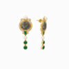 Wholesale 925 Sterling Silver Lion Coin Pearl Emerald Tassel Earrings