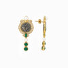 Wholesale 925 Sterling Silver Lion Coin Pearl Emerald Tassel Earrings