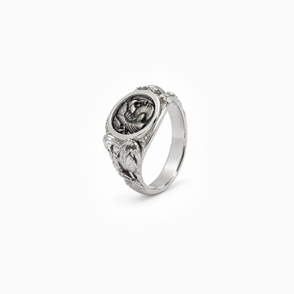 Wholesale 925 Sterling Silver Rhodium Plated Coin Relief Ring