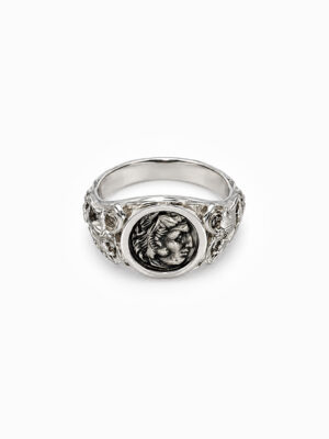 Wholesale 925 Sterling Silver Rhodium Plated Coin Relief Ring Wholesale 925 Sterling Silver Rhodium Plated Coin Relief Ring
