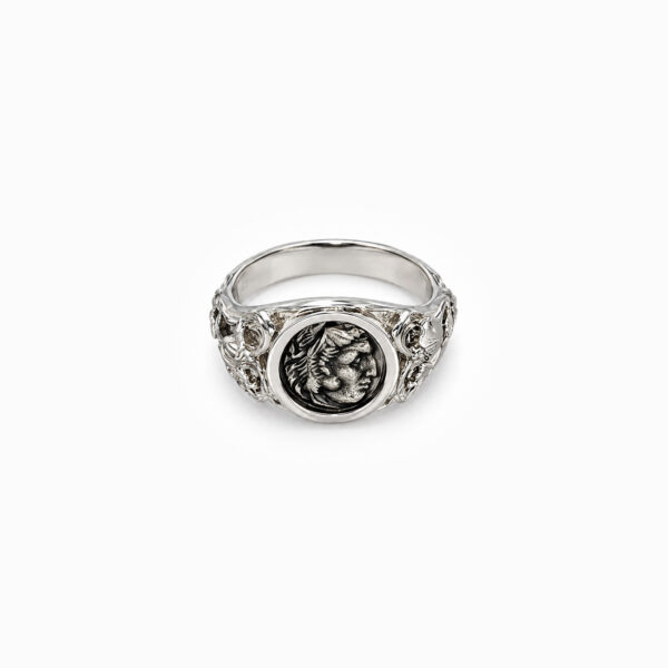 Wholesale 925 Sterling Silver Rhodium Plated Coin Relief Ring