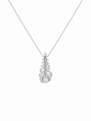 Wholesale 925 Sterling Silver Rhodium Plated Feather Pendant Necklace
