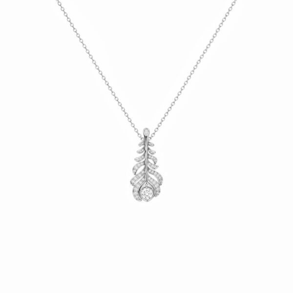 Wholesale 925 Sterling Silver Rhodium Plated Feather Pendant Necklace