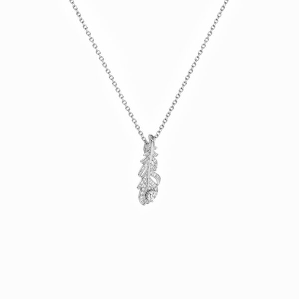 Wholesale 925 Sterling Silver Rhodium Plated Feather Pendant Necklace