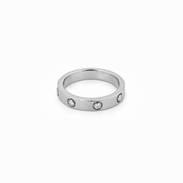 Wholesale 925 Sterling Silver Six Stone Rhodium Plated Ring
