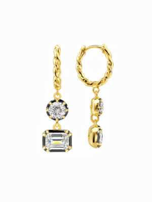 Wholesale 925 Sterling Silver Twist Rope Square Zircon Drop Ear Cuff