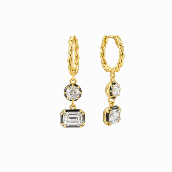 Wholesale 925 Sterling Silver Twist Rope Square Zircon Drop Ear Cuff